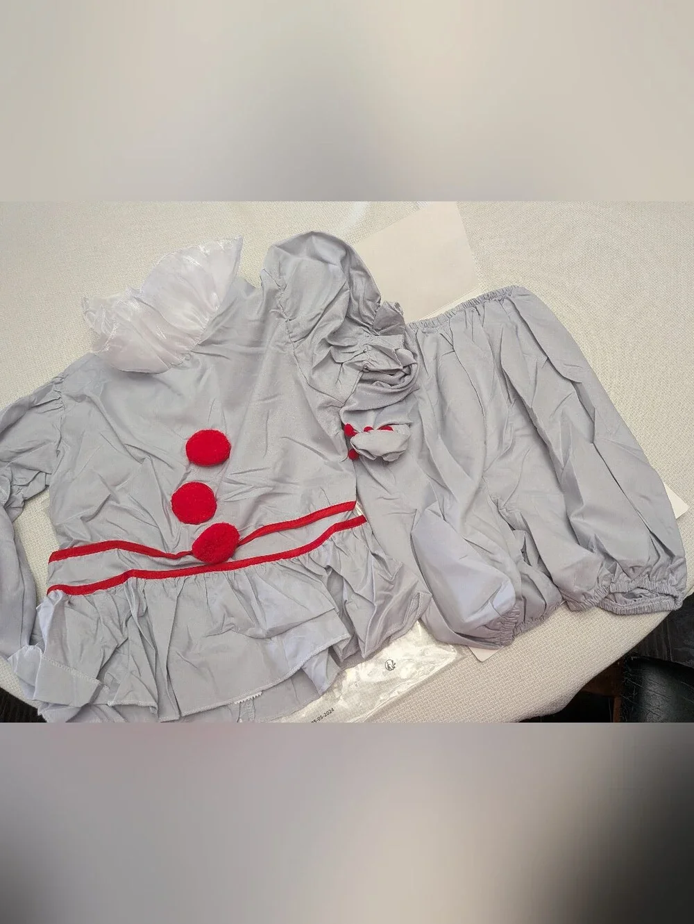 Kids Grey and Red Clown Costume with Ruffled Collar